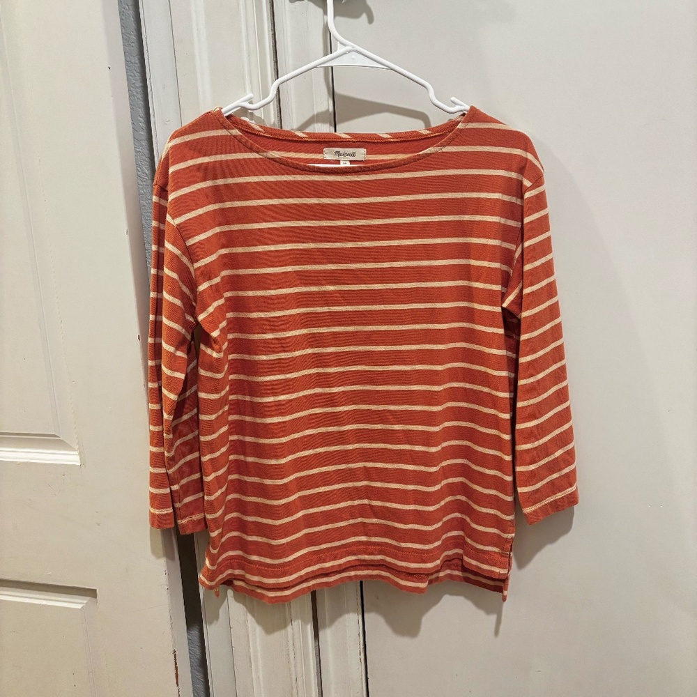 Orange and Cream Striped Madewell Top